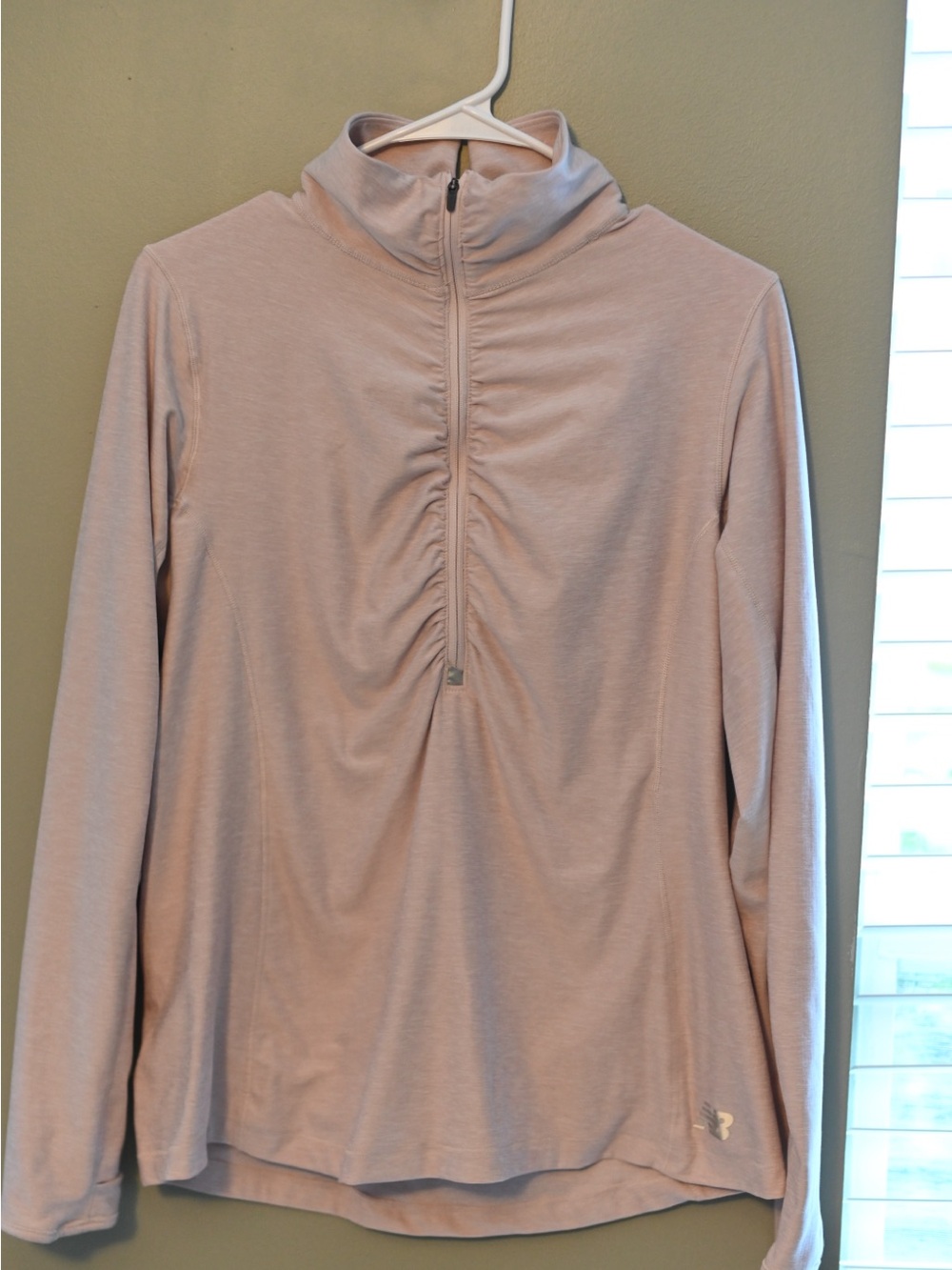 New Balance Pale Pink Ruched Quarter-Zip Long Sleeve Top